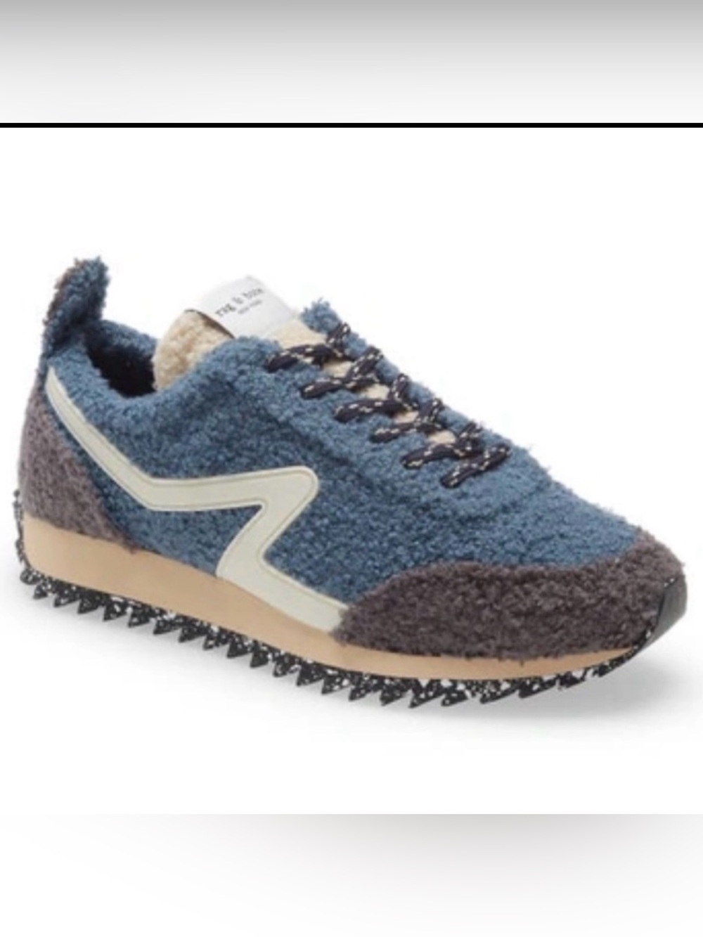 RAG & BONE Retro Runner Faux Shearling Sneakers In Eiffel Blue